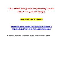 CIS 554 Week 2 Assignment 1 Implementing Software Project Management