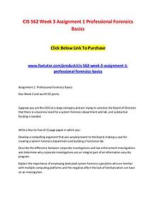 CIS 562 Week 3 Assignment 1 Professional Forensics Basics