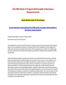 CIS 590 Week 4 Project Deliverable 2 Business Requirements