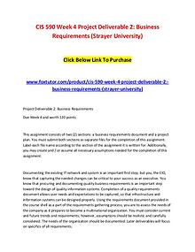 CIS 590 Week 4 Project Deliverable 2 Business Requirements (Strayer U
