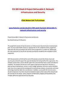 CIS 590 Week 8 Project Deliverable 5 Network Infrastructure and Secur
