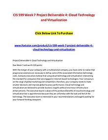 CIS 599 Week 7 Project Deliverable 4 Cloud Technology and Virtualizat