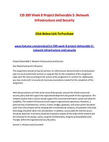 CIS 599 Week 8 Project Deliverable 5 Network Infrastructure and Secur