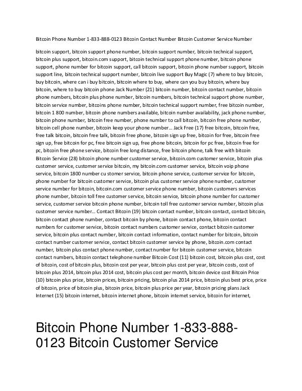 bitcoin phone number 1.833.888.0123 1.833.888.0123 bitcoin contact number