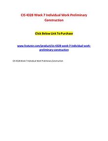 CIS 4328 Week 7 Individual Work Preliminary Construction