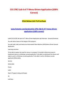 CIS 170C iLab 6 of 7 Menu-Driven Application (100% Correct)