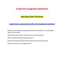 CJ 102 Unit 4 Assignment Worksheet