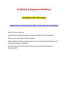CJ 102 Unit 6 Assignment Worksheet