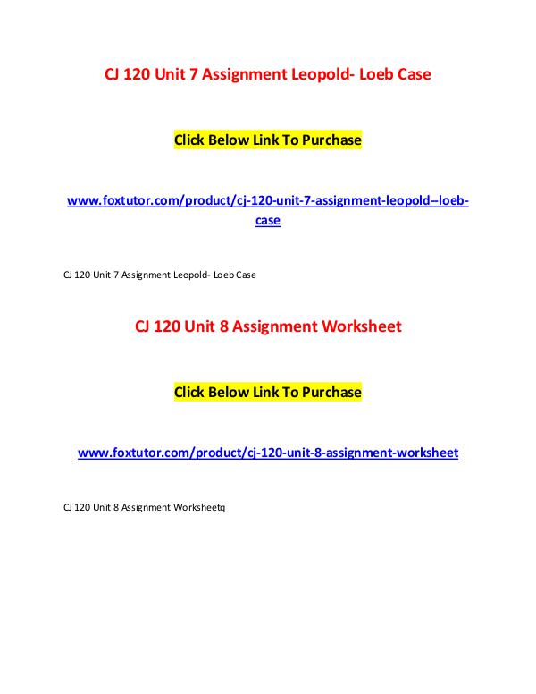 CJ 120 All Assignments CJ 120 All Assignments