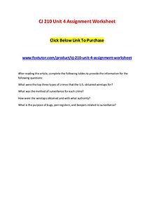 CJ 210 Unit 4 Assignment Worksheet