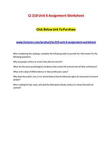 CJ 210 Unit 6 Assignment Worksheet