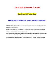 CJ 316 Unit 6 Assignment Questions
