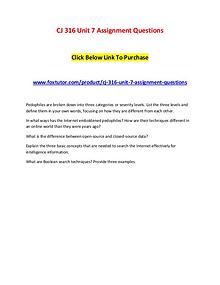 CJ 316 Unit 7 Assignment Questions