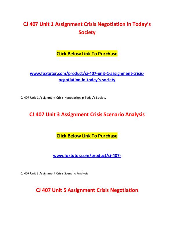 CJ 407 All Assignments CJ 407 All Assignments