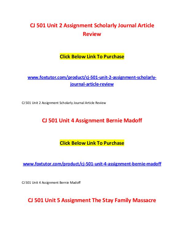 CJ 501 All Assignments CJ 501 All Assignments