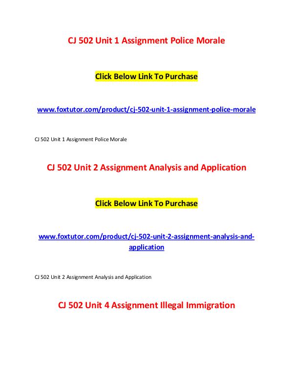 CJ 502 All Assignments CJ 502 All Assignments