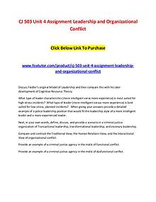 CJ 503 Unit 4 Assignment Leadership and Organizational Conflict