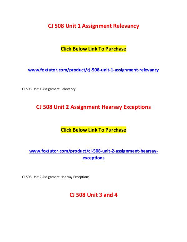 CJ 508 All Assignments CJ 508 All Assignments