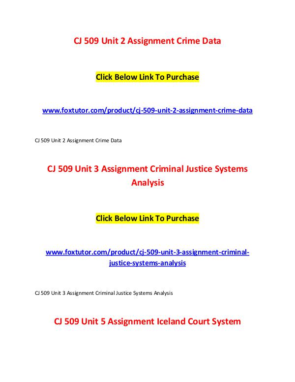 CJ 509 All Assignments CJ 509 All Assignments