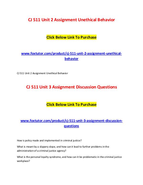 CJ 511 All Assignments CJ 511 All Assignments