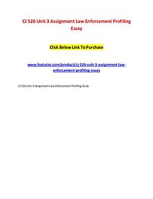 CJ 526 Unit 3 Assignment Law Enforcement Profiling Essay