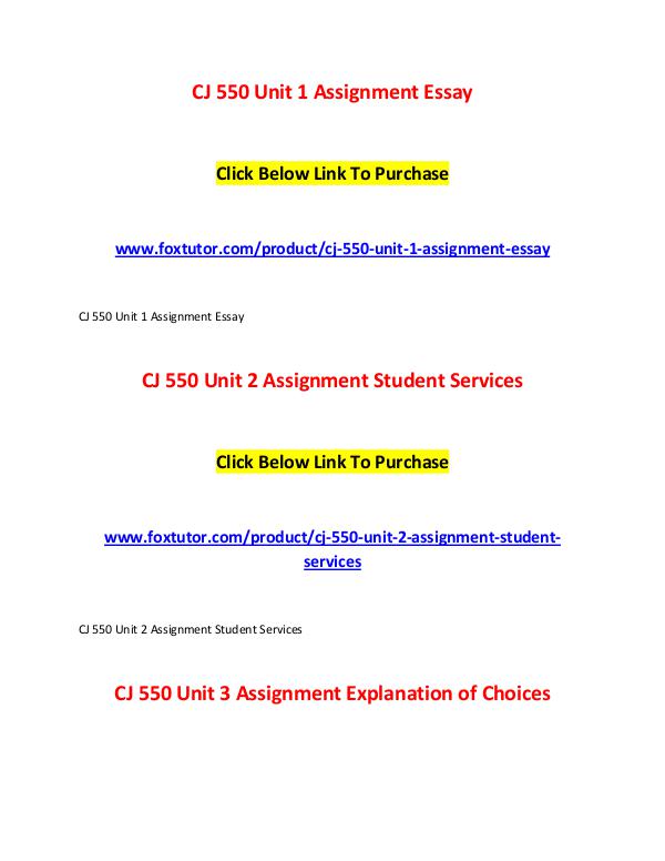 CJ 550 All Assignments CJ 550 All Assignments