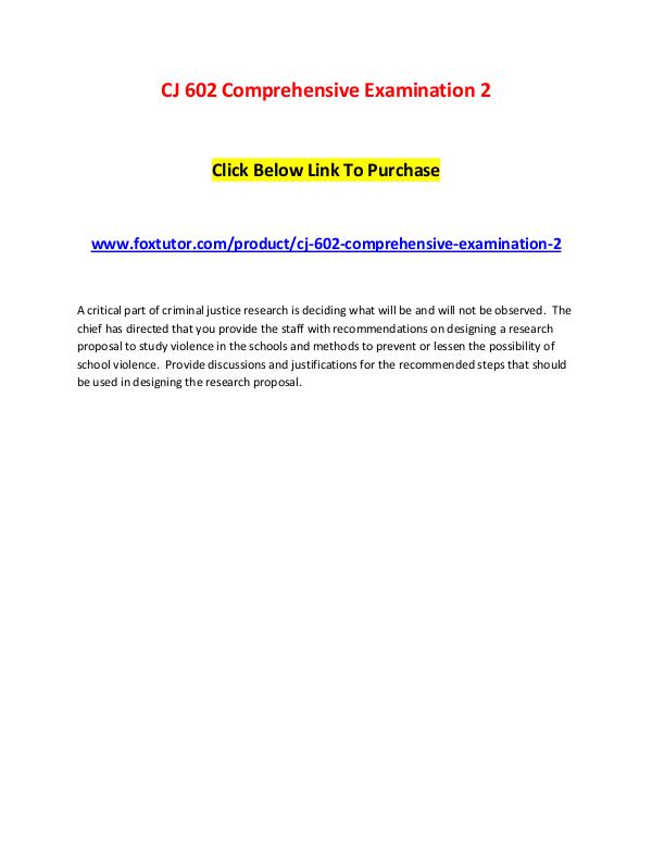 CJ 602 Comprehensive Examination 2 CJ 602 Comprehensive Examination 2