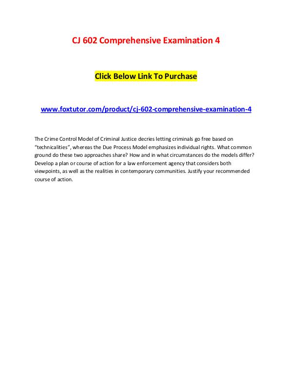 CJ 602 Comprehensive Examination 4 CJ 602 Comprehensive Examination 4