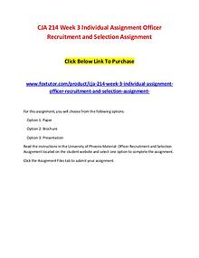 CJA 214 Week 3 Individual Assignment Officer Recruitment and Selectio