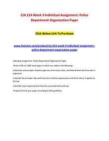 CJA 214 Week 3 Individual Assignment Police Department Organization P