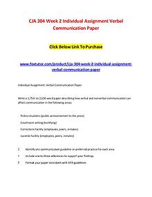 CJA 304 Week 2 Individual Assignment Verbal Communication Paper Click
