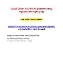 CJA 305 Week 4 Individual Assignment Anti Drug Legislation Matrix (2