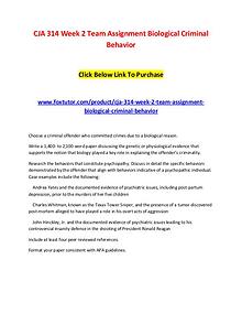 CJA 314 Week 2 Team Assignment Biological Criminal Behavior