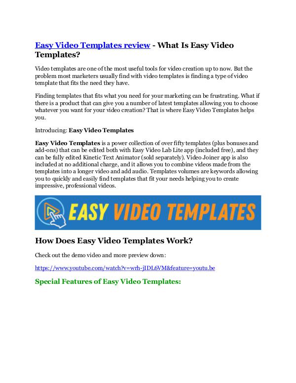 Marketing Easy Video Templates review - $24,700 BONUS & DISC