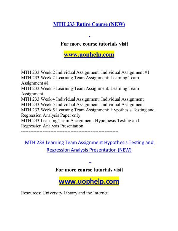 MTH 233 (NEW) help Successful Learning/uophelp.com MTH 233 (NEW) help Successful Learning/uophelp.com