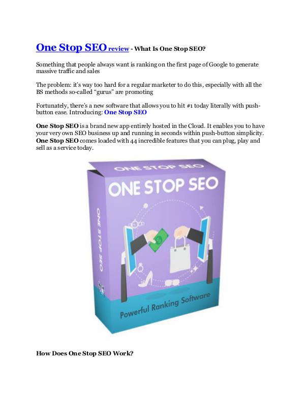 Marketing One Stop SEO review and (Free) GIANT $14,600 BONUS