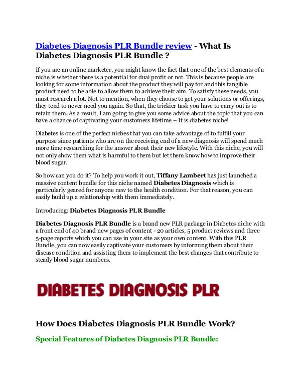 Diabetes Diagnosis PLR Bundle review