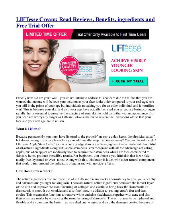 LIFTesse Cream: Read Reviews, Benefits, ingredient
