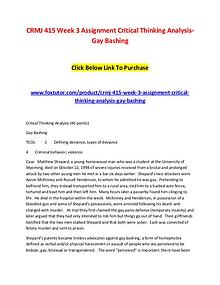 CRMJ 415 Week 3 Assignment Critical Thinking Analysis-Gay Bashing