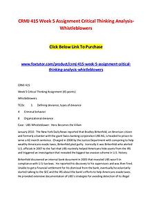 CRMJ 415 Week 5 Assignment Critical Thinking Analysis-Whistleblowers
