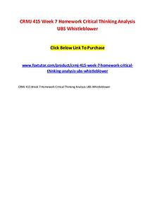 CRMJ 415 Week 7 Homework Critical Thinking Analysis UBS Whistleblower