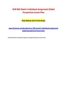 CUR 505 Week 5 Individual Assignment Global Perspective Lesson Plan