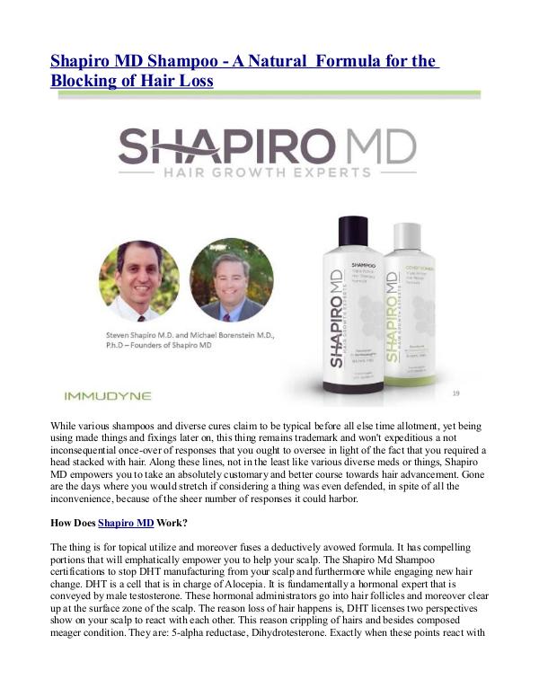 Shapiro MD Shampoo - A Natural  Formula for the Blocking of Hair Loss Shapiro MD Shampoo - A Natural  Formula for the Bl