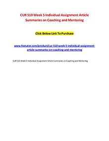 CUR 510 Week 5 Individual Assignment Article Summaries on Coaching an