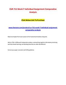 CUR 711 Week 7 Individual Assignment Comparative Analysis
