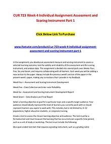CUR 723 Week 4 Individual Assignment Assessment and Scoring Instrumen