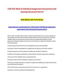 CUR 723 Week 6 Individual Assignment Assessment and Scoring Instrumen