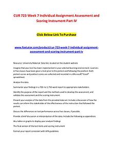 CUR 723 Week 7 Individual Assignment Assessment and Scoring Instrumen