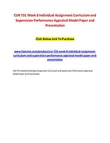 CUR 731 Week 8 Individual Assignment Curriculum and Supervision Perfo