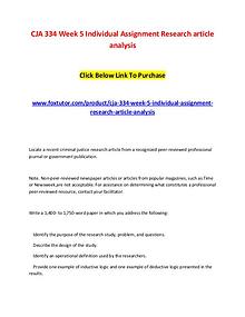 CJA 334 Week 5 Individual Assignment Research article analysis